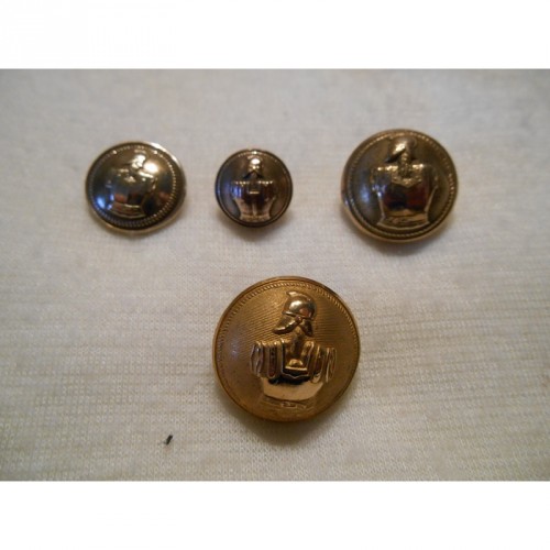 4 Boutons Militaires Français Genie