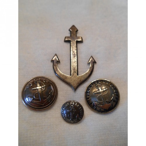 3 Boutons Militaires Marine+ Ancre