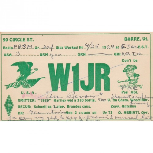 Carte Radio Amateur U.S.A  1929 (2)