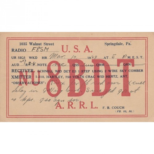 Carte Radio Amateur U.S.A  1929 (3)