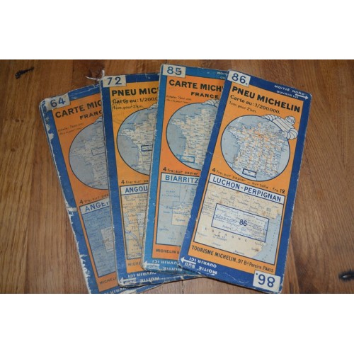 4 cartes Michelin Ancienne 1928-1936